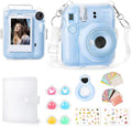 Rieibi Accessories for Fujifilm Mini 12, Gift Bundle Includes Clear MINI12 Case with Strap, Mini Photo Album, Selfie Mirror, DIY Stickers, Color Filter (No Camera) - Blue by Rieibi