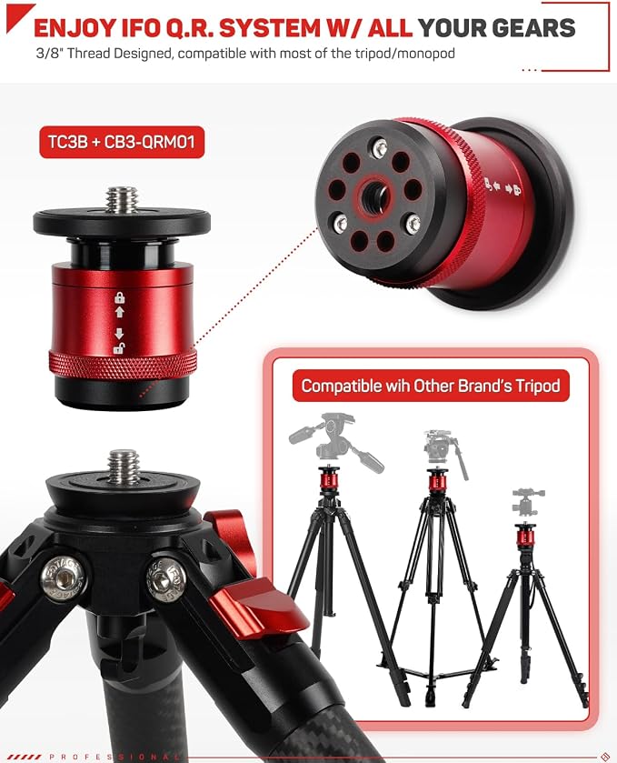 IFOOTAGE Cobra 3 Quick Release System Plate & Base CB3-QRM01 | Camera Quick Release Compatible with Cobra 3 Monopod, Universal 1/4"&3/8" Screw for Most Monopod Tripod Systems - Image 6