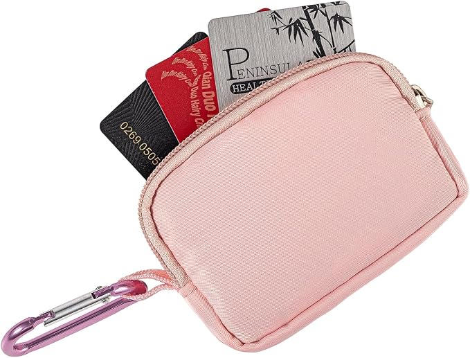 2-Piece Mini Pouch with Carabiner Clip, Unisex Small Organizer Case for Electronics, Makeup, and Accessories (Pink) - Image 2