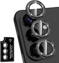 for Samsung Galaxy S26 Plus Camera Lens Protector, Individual Metal Ring Tempered Glass Lens Cover, [Strong Adsorption] Scratch Resistant Ultra-Thin HD Clear Lens Cover, 1 Set-Black Sparkly by Btscase