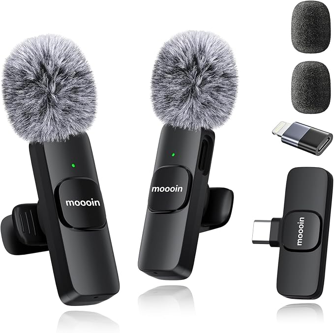 Wireless Mini Microphone for iPhone/Android:Lapel Microphone for Video Recording,Plug and Play,Live Streaming and Podcasting-Textured Black by Unknown