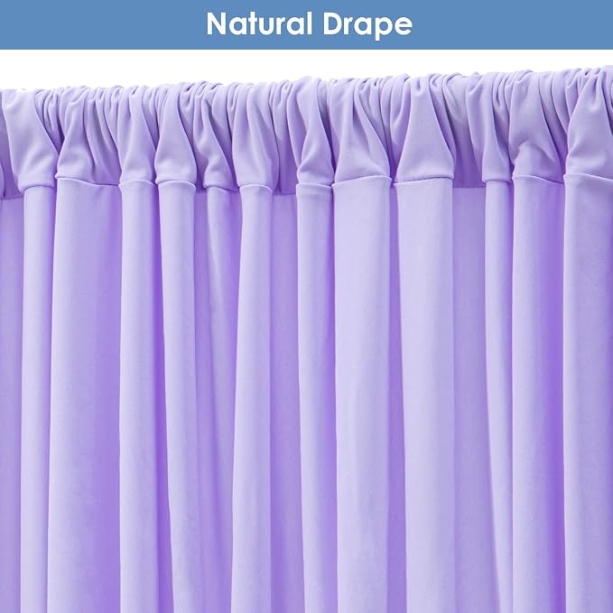 10x10ft Wrinkle Free Lavender Backdrop Curtain for Parties Soft Fabric Drapes Wedding Curtain Backdrop for Birthday Party Decorations Background for Photography 5x10ft,2 Panels - Image 4