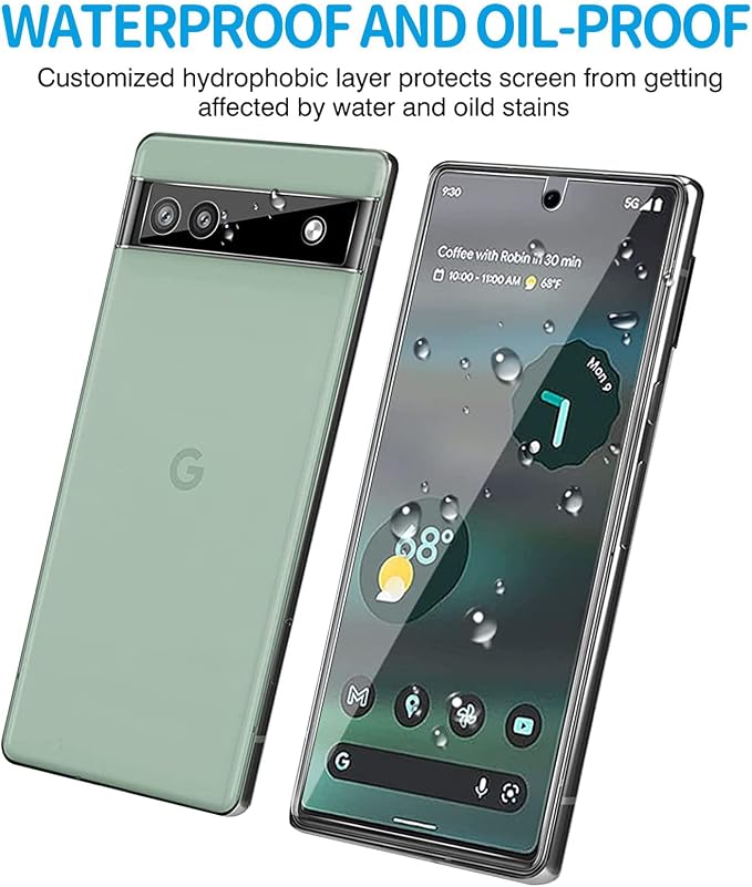 [3+3 Pack] Glass Screen Protector for Google Pixel 6a 5G, 9H Tempered Glass, Fingerprint Compatible,HD Clear Case Friendly Anti Scratch - Image 7