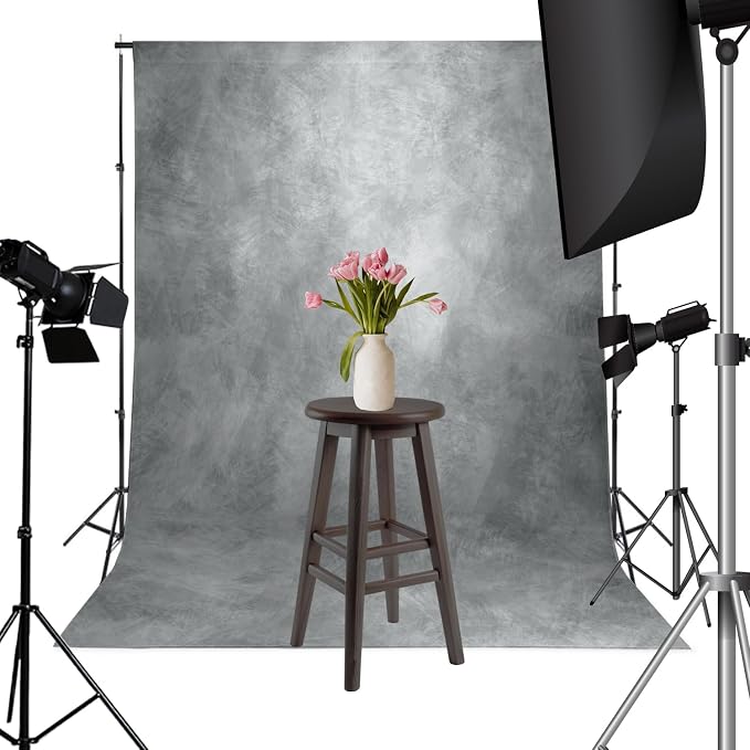 6x8ft Light Grey Professional Portrait Backdrop Abstract Textured Photography Backdrops for Picture and Headshot Vintage Gray Photo Backdrop Parties Video Studio Backdrops - Image 4