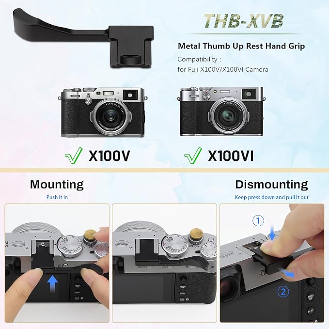 Haoge THB-XVB Metal Thumb Up Rest Hand Grip for Fujifilm X100VI Fujinon X100V Camera Accessories Black Hot Shoe Thumb Up - Image 7