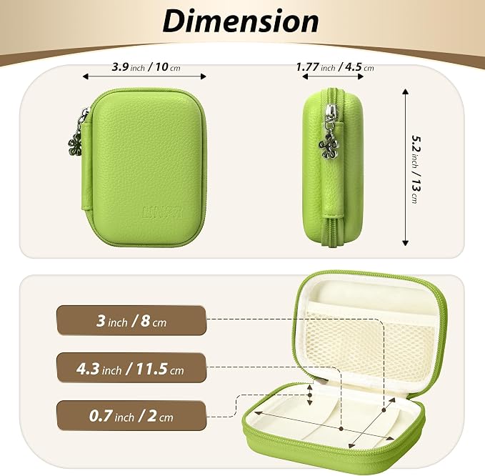 Digital Camera Case for KODAK PIXPRO FZ55/FZ45, Case Only, Green | Fits CAMKORY DC403 and Canon PowerShot ELPH 360 HS Compact Digital Cameras, Small Hard Shell Camera Pouch with Mesh Pocket - Image 2
