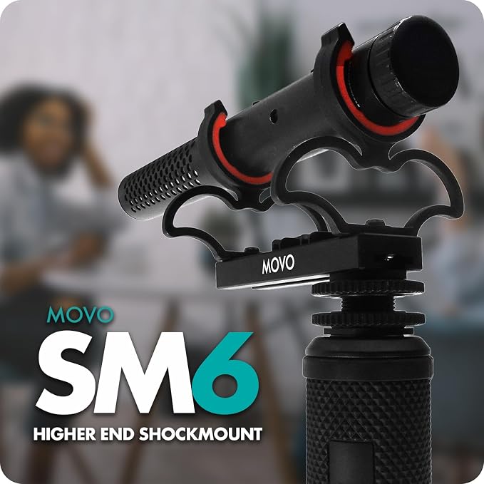 Movo SM6 Ultraflex Premium Shockmount for Shotgun Microphones – Compatible with Rode NTG Series, Sennheiser MKE600, Audio-Technica AT875R, and More - Image 3