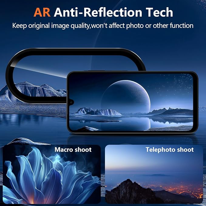 for Samsung Galaxy A36/A56 Camera Lens Protector, Individual Metal Ring Tempered Glass Lens Cover, [Strong Adsorption] Scratch Resistant Ultra-Thin HD Clear Lens Cover, 1 Set-Black Ring - Image 3