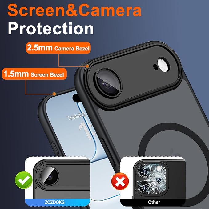 for iPhone Air Case with Privacy Screen Protector, Black | Full Camera Protection, Magnetic, Compatible with MagSafe, Translucent Matte Shockproof Phone Cover for iPhone 17 Air - Image 7