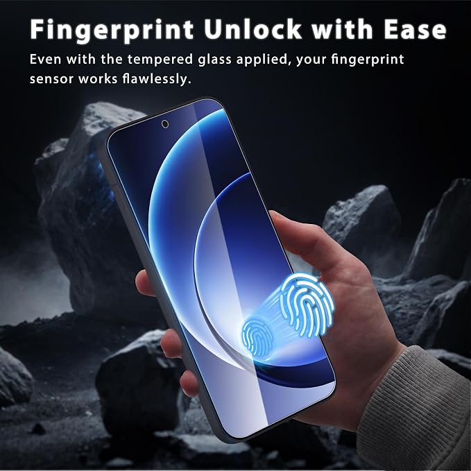 WILLONE 2+2 Pack for OnePlus 15R Screen Protector | Camera Lens Protector, 9H Tempered Glass, Fingerprint Unlock, HD Clear, Phone Case Fit - Image 2