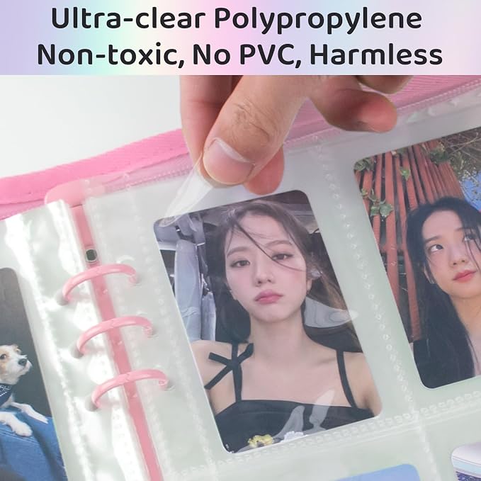 A5 Photocard Binder, K-Pop Korean Pop Photocard Holder Binder Book, 200 Pockets Instax Photo Album for Polaroid Snap Kpop Photocard Holder Book/​Fujifilm Instax Mini photocard album(Pink) - Image 3