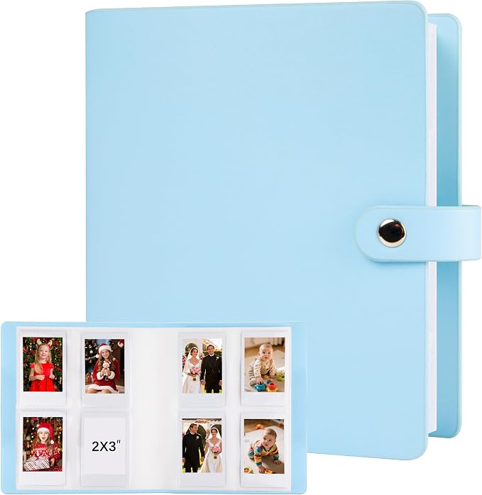 Veicevol 320 Pockets 2x3 Inch Photo Album for Instax Mini & Polaroid, Blue | PU Leather Cover, Gift Box Packaging, Acid-Free Pages, With Snap Closure, Securely Hold all Your Precious Instant Snapshots by VEICEVOL