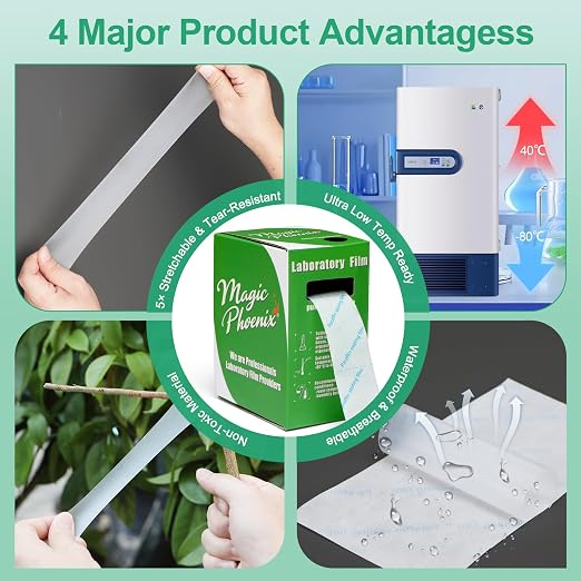 Paraffin Lab Sealing Film and Grafting Tape, 1.2 in x 591 in Self-Sealing Wrap for Plant Grafting, Petri Dishes, Test Tubes and Lab Use, BM-PSF-992, No Cutting Required - Image 3