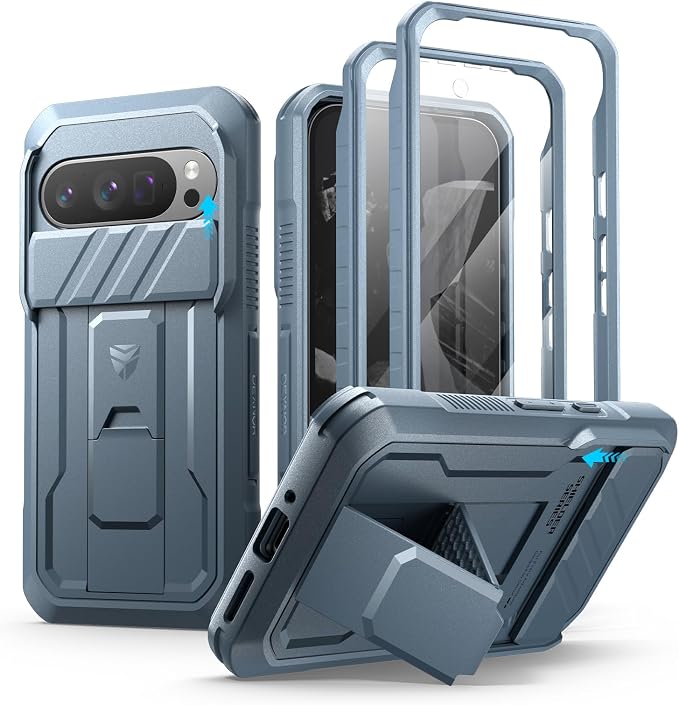 Dexnor for Google Pixel 9 Pro Case with Slide Camera Cover & Built-in Screen Protector & Heavy-Duty Kickstand,Full-Body Protective Cover Rugged Bumper Cases for Pixel 9 Pro,Navy Blue(2024) by Dexnor