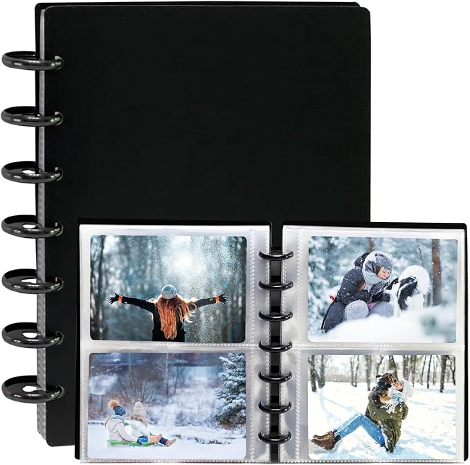 Photo Album 4x6 Photos, 80 Pockets Hard Cover Small Mini Capacity Pictures Album for Family Wedding Anniversary Baby Vacation (Black) by Tugle