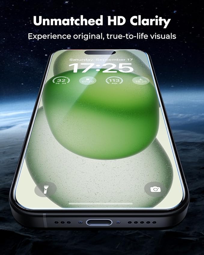 UNBREAKcable iPhone 15 Plus Screen Protector & Camera Lens Protector | Upgraded Dual-Tempered Glass with Military-Grade 9H Hardness, 3-Pack,HD Clarity, Anti-Fingerprint, Case Friendly, Fits 6.7'' - Image 4