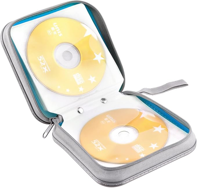 CD/DVD Case Wallet, 48 Capacity, Sky Blue, Plastic, Portable Storage Organizer | Zipper‑DVD Organizer, Scratch‑Resistant Sleeves Shield Discs From Dust & Damp; Stores Music, Video, Gaming & Blu‑ray Discs - Image 5