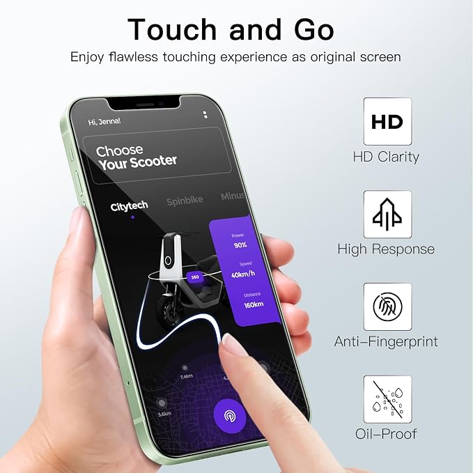 JETech Screen Protector for iPhone 12 mini, 2+2 Pack | with Camera Lens Protector, HD Clear Tempered Glass, Face ID Compatible, Anti-Scratch Protection - Image 2