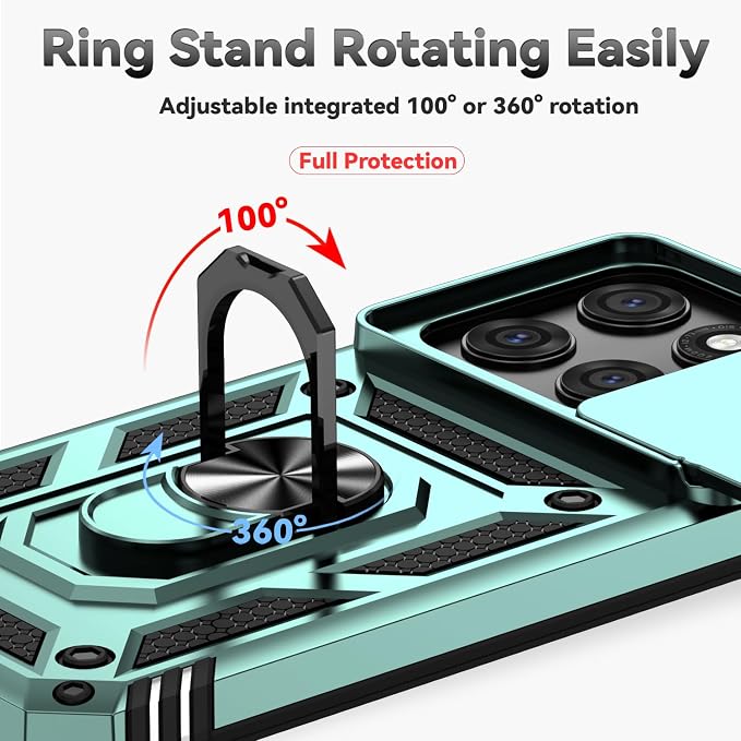 SunStory Compatible with Motorola Moto Edge 2026 Case with HD Screen Protector & Slide Camera Cover & Rotated Ring Kickstand, [Military-Grade] Phone Case for Moto Edge 2026,Green - Image 4