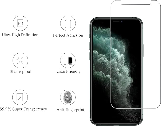 Ailun Screen Protector+Camera Lens Protector for iPhone 11 Pro, 2+2 Pack | 5.8 inch, Tempered Glass Film, HD - Image 2