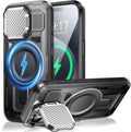 Camera Stand Case for iPhone 15 Pro, [Compatible with MagSafe] [Lens Cover] 2024 Version Military Grade Protective Soft Case for iPhone 15 Pro 6.1 inch Men Women, Black by WASTROYAL