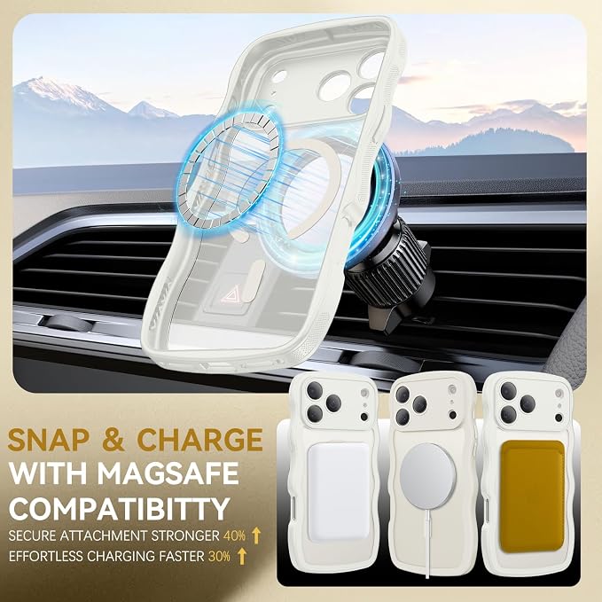BENTOBEN Magnetic for iPhone 17 Pro Max Case, Cute Wavy [Full Camera Protection][Compatible with MagSafe] Matte Anti-Slip Bumper Women Girls Boys Protective Cover for 17 ProMax 6.9", Grey White - Image 5
