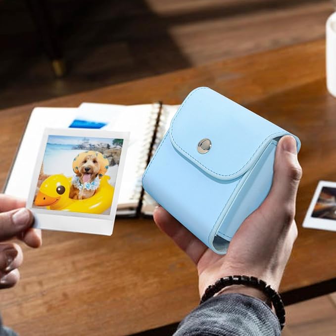 CAIYOULE Square Photo Pouch for Fujifilm Instax SQ Films, Blue | PU Picture Holder Case for Fujifilm Instax SQ1/40/20/10/6/SP-3 2.9x3.4" Film, Photo Storage Pocket, Can hold 50+ SQ Photos - Image 4