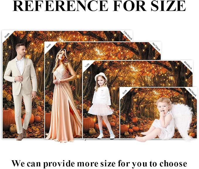 Fall Autumn Forest Photography Backdrop 12x8ft Autumn Woodland Pumpkin Maple Leaves Background Fall Thanksgiving Orange Flowers Seasonal Party Decorations Banner Vinyl - Image 7
