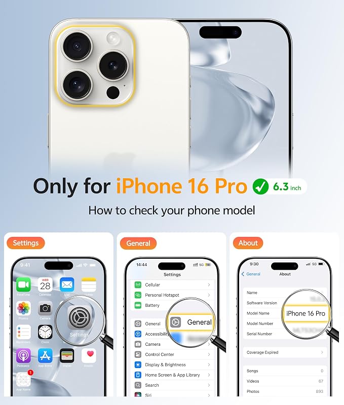 FNTCASE for iPhone 16 Pro Case, Fit for Magsafe, with Screen Protector Gray | Full Camera Protection, Translucent Matte, 14FT Military Grade Drop Proof, Shockproof Protective Phone Cover, Gray - Image 2