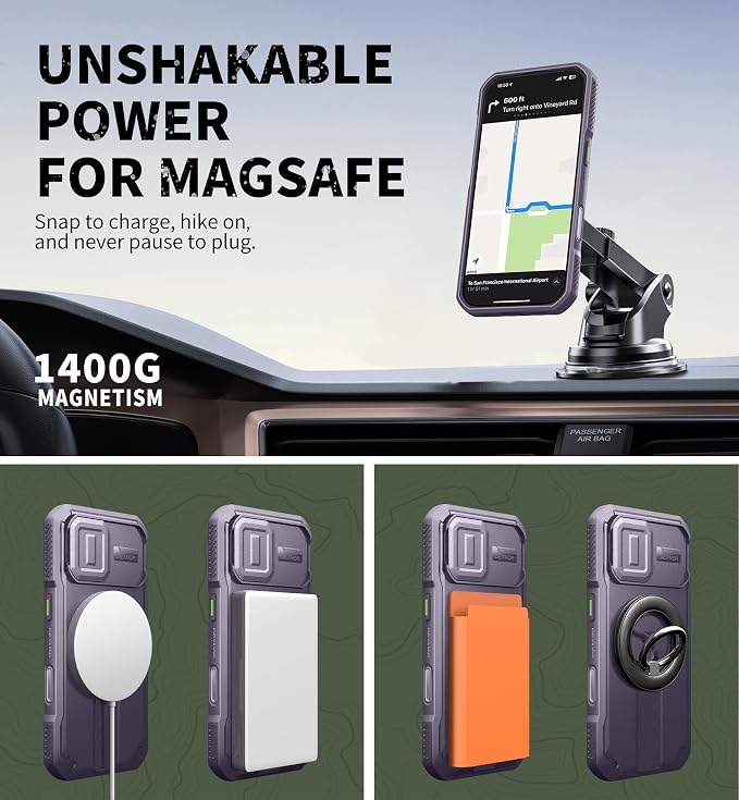 Dexnor for iPhone 17 Case with Slide Camera Cover & Adjustable Kickstand, Compatible with MagSafe, Rugged Shockproof Bumper Cases Heavy-Duty Magnetic Protective Cover,6.3 inch,Phantom Purple - Image 7