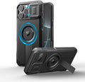 Dexnor for iPhone 16 Pro Max Case with Slide Camera Cover & Adjustable Kickstand, Magnetic Rugged Shockproof Bumper Cases Heavy-Duty Magnetic Protective Cover,Black by Dexnor