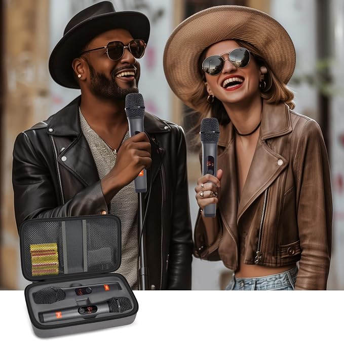 Wireless Microphone Case Compatible with JBL Wireless Two Microphone System, Handheld Dual Mic Travel Bag for Singing or Karaoke for Receivers, Adapters, AA Batteries - Image 8