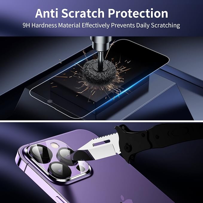 Fotbor Privacy Screen Protector for iPhone 14 Pro Max with Camera Lens Protector [3+3 Pack], with Easy Installation Kit, Anti Spy Private Full Coverage Tempered Glass Film 6.7 Inch, Bubble Free - Image 4