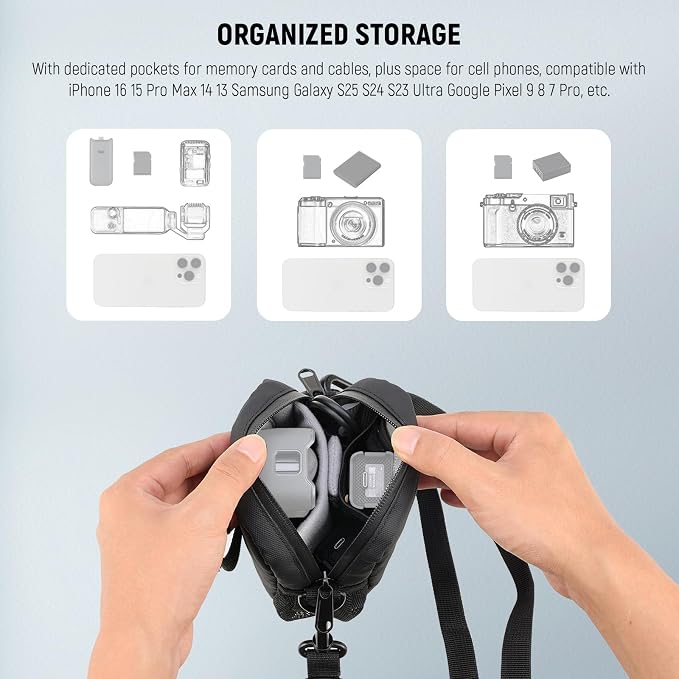 NEEWER Camera Sling Bag, Water Resistant Lightweight Compact Travel Case Crossbody for Photographers, Compatible with DJI Osmo Pocket 4 3 iPhone DSLR Mirrorless Small Photography Accessories, PB13 - Image 6