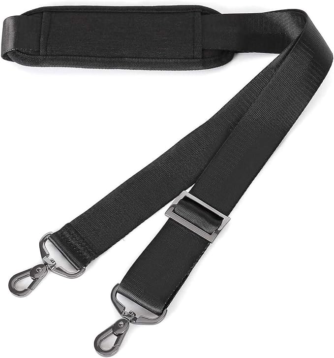 MOSISO 56 inch Shoulder Strap, Adjustable Soft Universal Non-Slip Strap | Thick Replacement Strap, Fit Padded with Metal Swivel Hooks for Laptop Shoulder Bag/Laptop Messenger Bag, Black by MOSISO