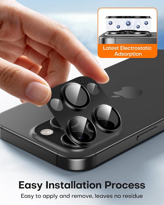 TAURI 2 Pack for iPhone 16 Pro Max/16 Pro Camera Lens Protector, Black | Full Coverage Military-Grade Shatterproof, Upgrade AR Anti-Reflection Ultra Clear Transmission & Case Friendly - Image 5