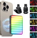 136 LED RGB Magnetic Selfie Light, gliship Portable 360° Full Color RGB Video Light Compatible with Magsafe Rechargeable Portable Clip Fill Light with 9 Lights Modes for Phone Camera Laptop Camera by gliship