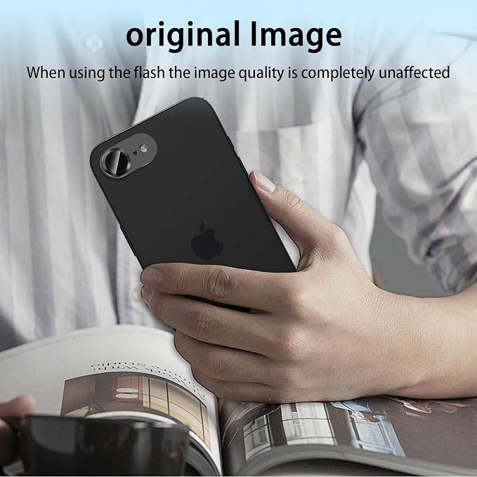 (3 Pack) Camera Lens Protector for iPhone 17e / iPhone 16e | Aluminum Alloy Sapphire Glass Camera Screen,Anti Scratch, Bubble Free,Tempered Glass Screen Protecto - Black - Image 4