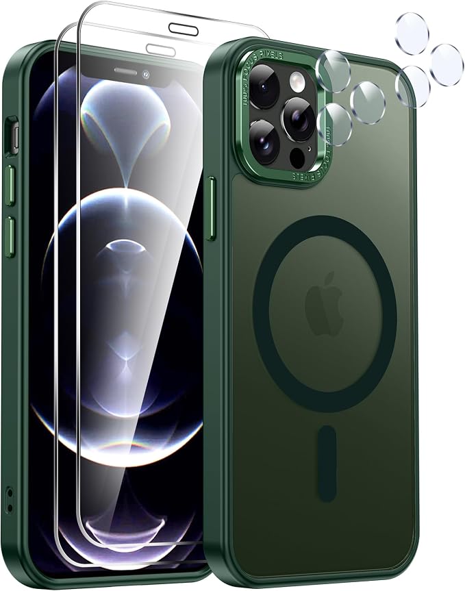 LeYi for iPhone-12-Pro-Max Case Green:[ Screen Protector X2+ Camera Lens Cover X2] Compatible with Magsafe i Phone 12Pro Promax Magnetic Fundas para iohone 12 Pro Max Protective Women Men, Green - Image 7