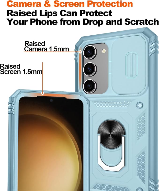 Fit for Samsung Galaxy S23+ Plus Case with Screen Protector*2, Build in 360° Rotating Ring Kickstand, Military Grade Protective Case for Samsung S23 Plus Phone, Green - Image 5