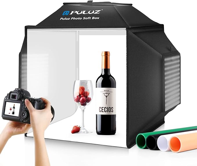 PULUZ Upgrade Light Box & Soft Box, 16"x16" Professional Shooting Tent with 480 LED Lights Photo Studio Light Box Photography with 4 Color PVC Backdrops for Jewelry and Product Photography - Image 8