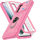 Gritup for Galaxy S21 Phone Case Military-Grade Shockproof with Kickstand | with 2 PCS Screen Protector, Slide Camera Cover, Heavy Duty Outdoor Protection Full Body Funda para Galaxy S 21 Cover-Pink by Gritup