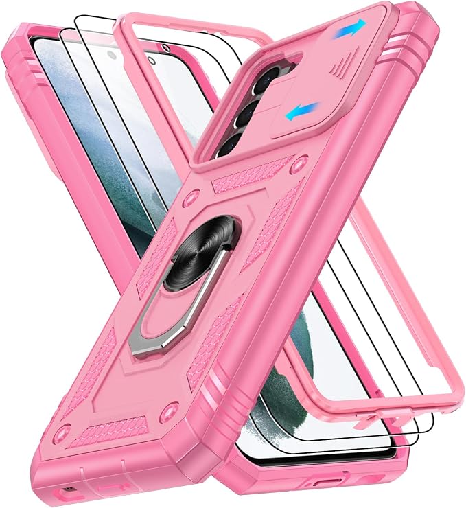 Gritup for Galaxy S21 Phone Case Military-Grade Shockproof with Kickstand | with 2 PCS Screen Protector, Slide Camera Cover, Heavy Duty Outdoor Protection Full Body Funda para Galaxy S 21 Cover-Pink by Gritup