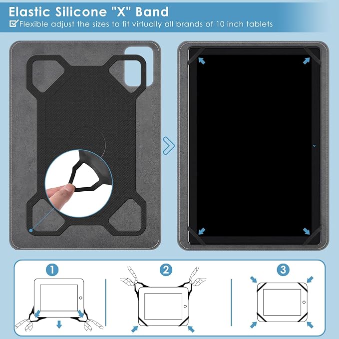 DETUOSI Universal 10.1 inch Tablet Case,Scratch Resistant | For ECOPAD ‎TH-KK12C,URAO X109,Aiprotablet C20e,Folio Leather Protective Cover,2-Angle Viewing Stand,3 Card Slots,Football - Image 4
