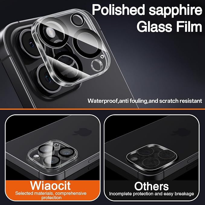 Wiaocit Camera Lens Protector for iPhone 15 Pro/iPhone 15 Pro Max | 3 Pack, 9H Tempered Glass , Ultra HD, Anti-Scratch, Case Friendly - Image 2