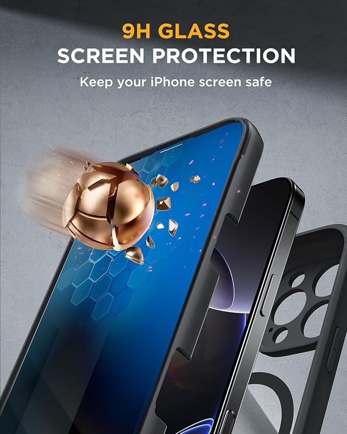 miracase Privacy for iPhone 16 Pro Max Case, 25° Anti-Spy, Black | Built-in Privacy Screen Protector, Compatible with MagSafe, Full Camera Protection, 360° Full Body Shockproof Phone Case 6.9" - Image 4