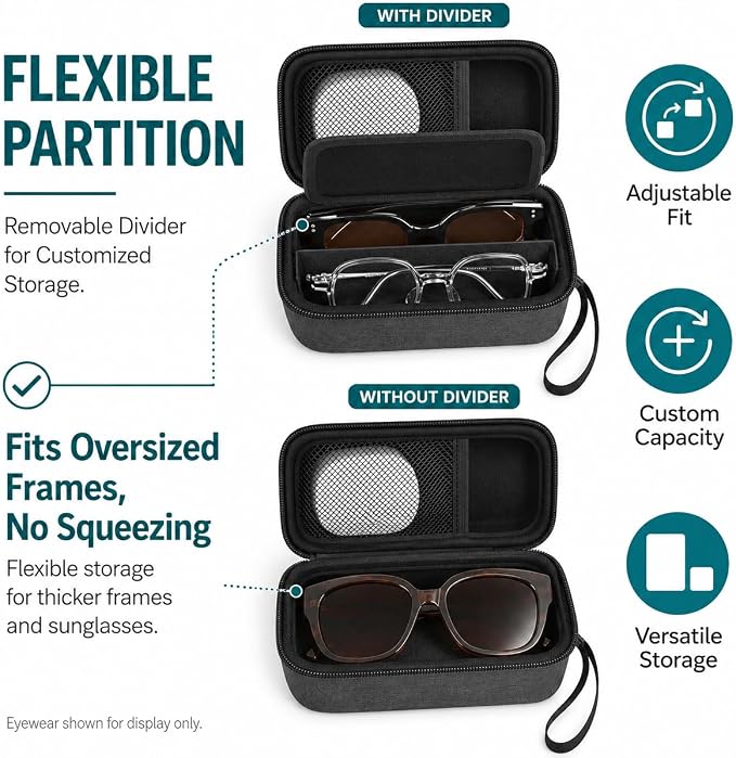 GWCASE Portable 2 in 1 Contact Lens Case and Glasses Case for 2 Pairs - Image 2