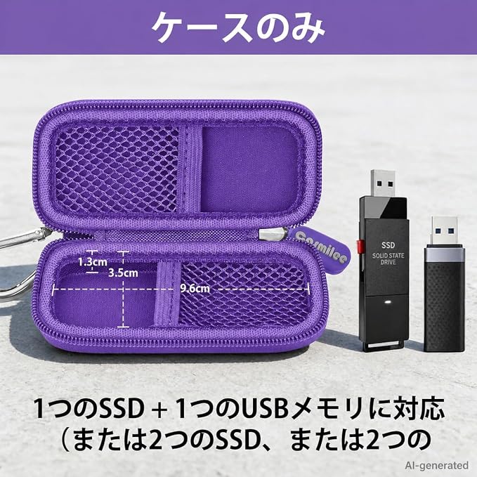 USB Flash Drive Case for SanDisk for Samsung, for SD/SDXC/SDHC Memory Cards | for Buffalo External 1.0TB Portable SSD, Mini Electronic Accessories Organizer, Office/Travel Use, Thumb Drive Bag Only - Image 2
