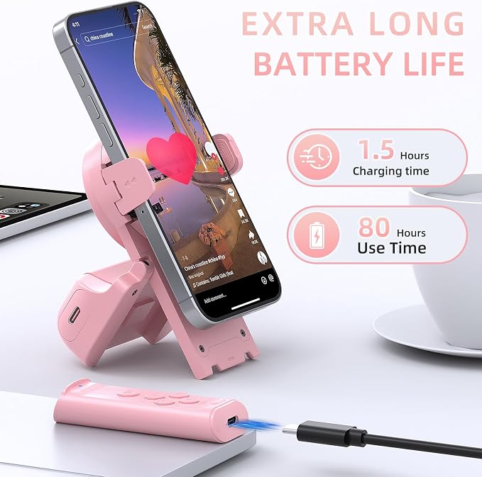 MILOUZ Remote Control Scrolling for Tiktok with Phone Stand,Page Turner for Kindle App E-Book,Bluetooth Camera Shutter Remote for iPhone, Android,iOS,iPad,Tablet - Image 9