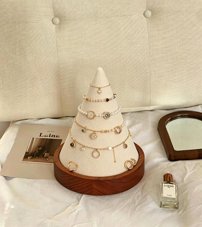 Wooden Conical Bracelet Display Stand, Watch Bangle Organizer Rack-Old Lace | Jewelry Display Holder for Headbands, Scrunchies, Perfect for Home, Boutique, Vendors Exhibit Trade Shows Retail Stores - Image 6